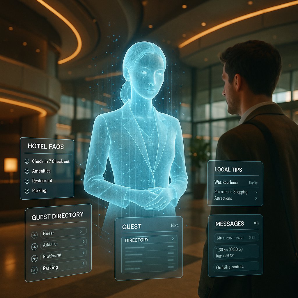 Lilly-Anna AI Concierge in hotel lobby